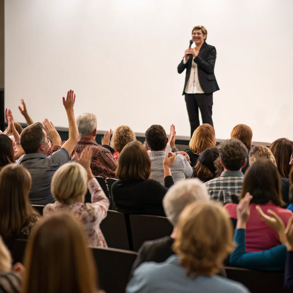 Audience applauding a speaker